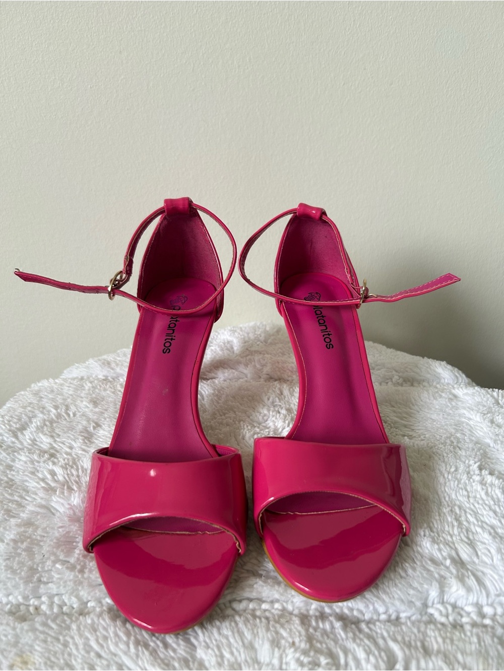 Hot Pink Patent Ankle-Strap Heels by